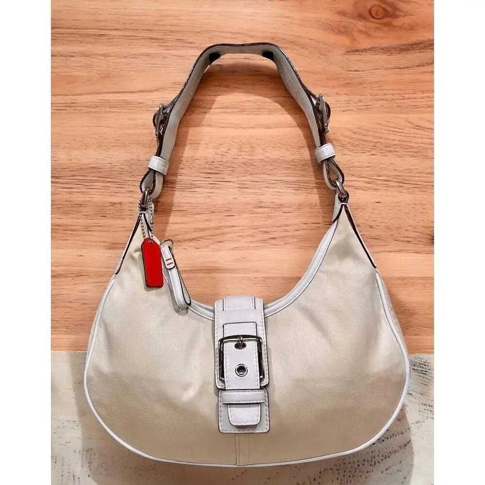 Coach Cream Hobo Shoulder Bag with Red Tag